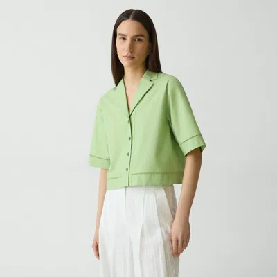 Theory Boxy Camp Shirt In City Poplin