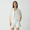 Theory Boxy Camp Shirt In City Poplin In White