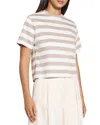 Theory Stripe Boxy Crewneck Tee In Neutral