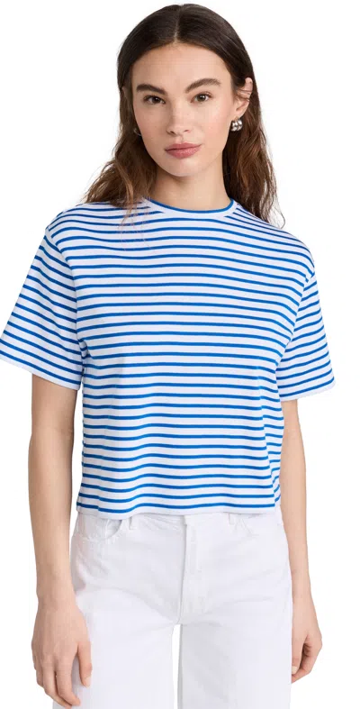 Theory Boxy Stripe Supima® Cotton T-shirt In Wave Multi