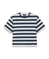 Theory Womens Striped Boxy-fit Pima-cotton T-shirt Navy Multi In White