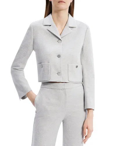 Theory Boxy Crop Patch Jacket In Gray