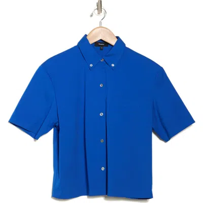 Theory Boxy Crop Shirt In Wave