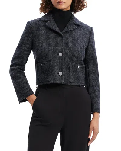 THEORY THEORY BOXY CROP WOOL-BLEND PATCH JACKET