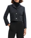 Theory Check Recycled Wool Blend Crop Jacket In Charcoal Melange