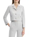 Theory Boxy Crop Jacket In Light Grey Melange