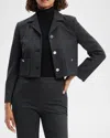 Theory Boxy Crop Jacket In Charcoal Melange