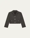 Theory Check Recycled Wool Blend Crop Jacket In Charcoal Melange