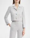 Theory Boxy Crop Jacket In Light Grey Melange