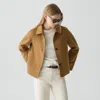 Theory Boxy Cuff Jacket In Double-face Wool-cashmere In Brown