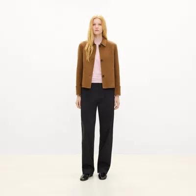 Theory Boxy Cuff Jacket In Double-face Wool-cashmere In Brown