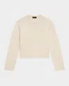 Theory Boxy Felted Wool-cashmere Pullover Sweater In Ivory