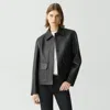 Theory Boxy Jacket In Leather In Black