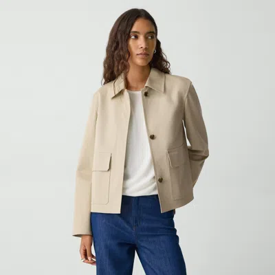 Theory Boxy Jacket In Stretch Cotton In Soft Taupe
