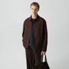 Theory Boxy Jacket In Twill Blend In Brown