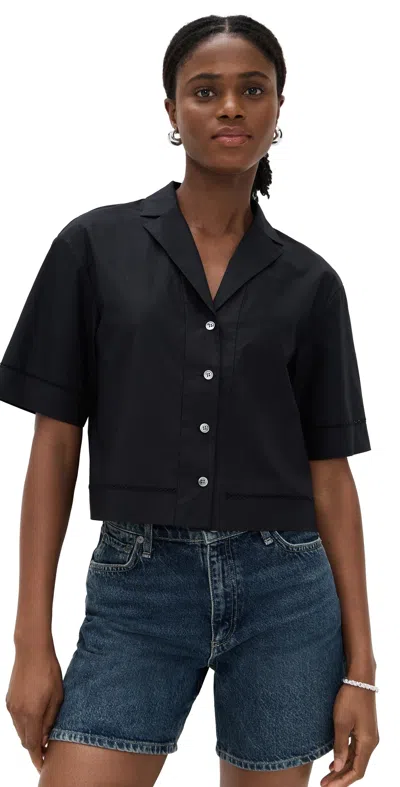 Theory Boxy Lapel Shirt Black