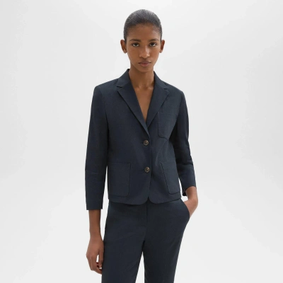 Theory Boxy Patch Pocket Blazer In Good Linen In Concord