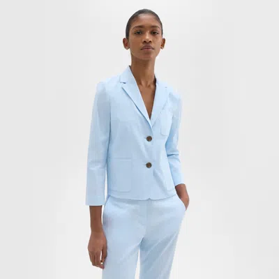 Theory Boxy Patch Pocket Blazer In Good Linen In Blue