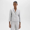 Theory Boxy Patch Pocket Blazer In Metallic Silk Twill In Ice Grey