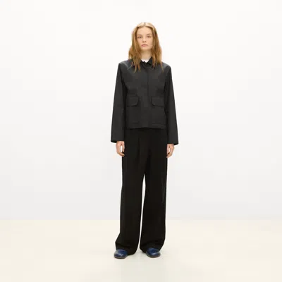 Theory Boxy Patch Pocket Jacket In Trench Cotton In Black