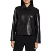 Theory Boxy Patch Pocket Leather Jacket In Black