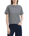 Theory Stripe Cotton T-shirt In Blue