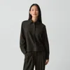 Theory Boxy Shirt In Sleek Flannel In Black