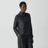 Theory Boxy Shirt In Sleek Flannel In Black