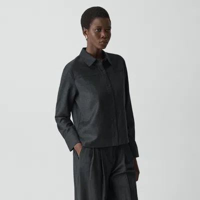 Theory Boxy Shirt In Sleek Flannel In Black