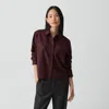 Theory Boxy Shirt In Sleek Flannel In Burgundy