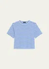 Theory Boxy Short-sleeve Cotton Crewneck Tee In Wave Mlt