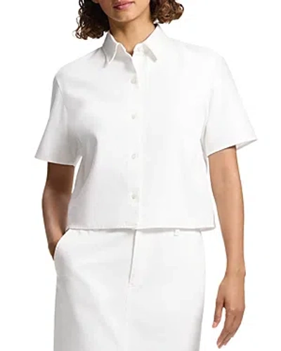 Theory Boxy Short Sleeve Oxford Shirt In Optic White