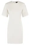 Theory Short-sleeve Mini Dress In Striped Admiral Crepe In C Rice