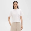 Theory Clinton Knit Short-sleeve Boxy Crewneck Tee In White