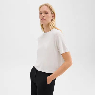 Theory Boxy Tee In Regal Wool In New Ivory