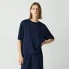 Theory Boxy Tee In Silk Georgette In Deep Navy
