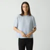 Theory Boxy Tee In Silk Georgette In Pearl Blue