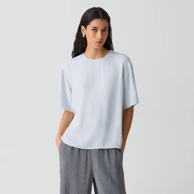 Theory Boxy Tee In Washed Twill In Blue