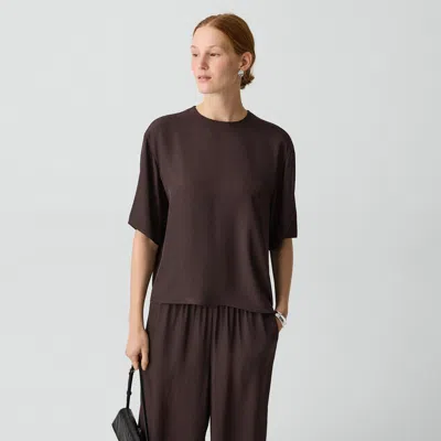 Theory Boxy Tee In Washed Twill In Brown