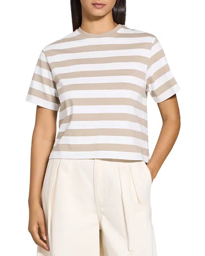 THEORY BOXY CREWNECK TEE IN STRIPED COTTON