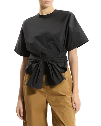Theory Boxy Tie Front Top In Black