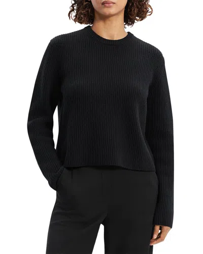 Theory Boxy Wool & Cashmere-blend Sweater In Black