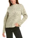 Theory Boxy Mock-neck Speckled Knit Top In Green