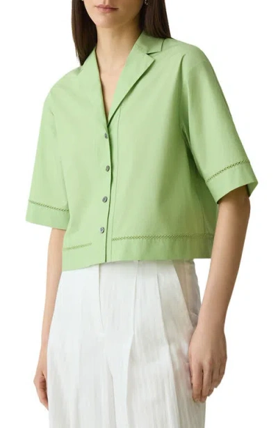 Theory Boxy Woven Crop Shirt