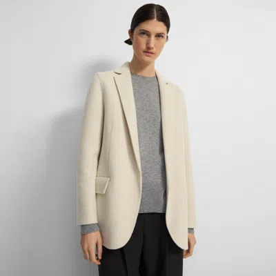 Theory Boy Blazer In Double-face Wool In Cream