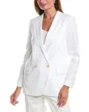 Theory Rolled Sleeve Linen-blend Boyfriend Jacket In White