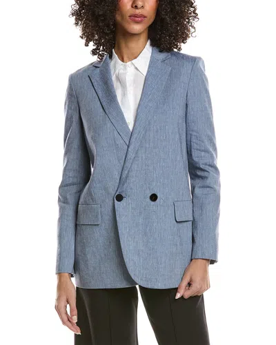 Theory Boyfriend Linen-blend Jacket In Blue