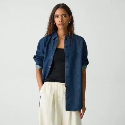 Theory Boyfriend Shirt In Relaxed Denim In Indigo