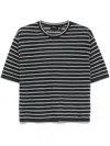 Theory Womens Striped Boyfriend Linen-blend Knitted T-shirt Nocturne Navy Multi In Blue