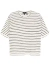 Theory Neo Sag Harbor Stripe Linen Blend Boyfriend T-shirt In Neutrals